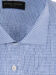 (product) Blue Textured Micro Gingham Spread Collar Shirt, featuring a close-up of the collar detailing