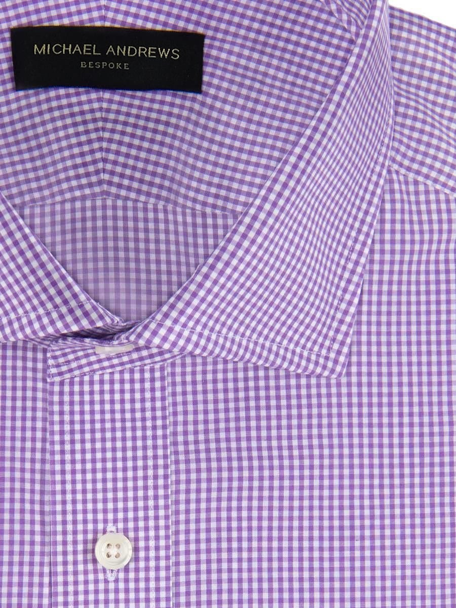 (product) Purple Micro Gingham Spread Collar Shirt, close-up view