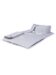 (product) Ice Grey Twill Complex Stripe Tab Collar Shirt, folded and displayed flat
