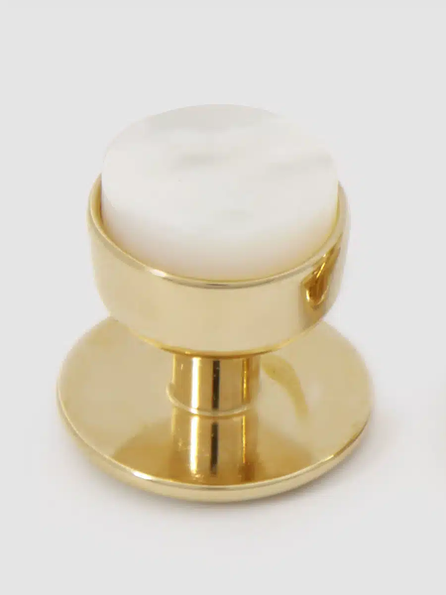 (product) Mother of Pearl Tuxedo Studs (Yellow Gold)