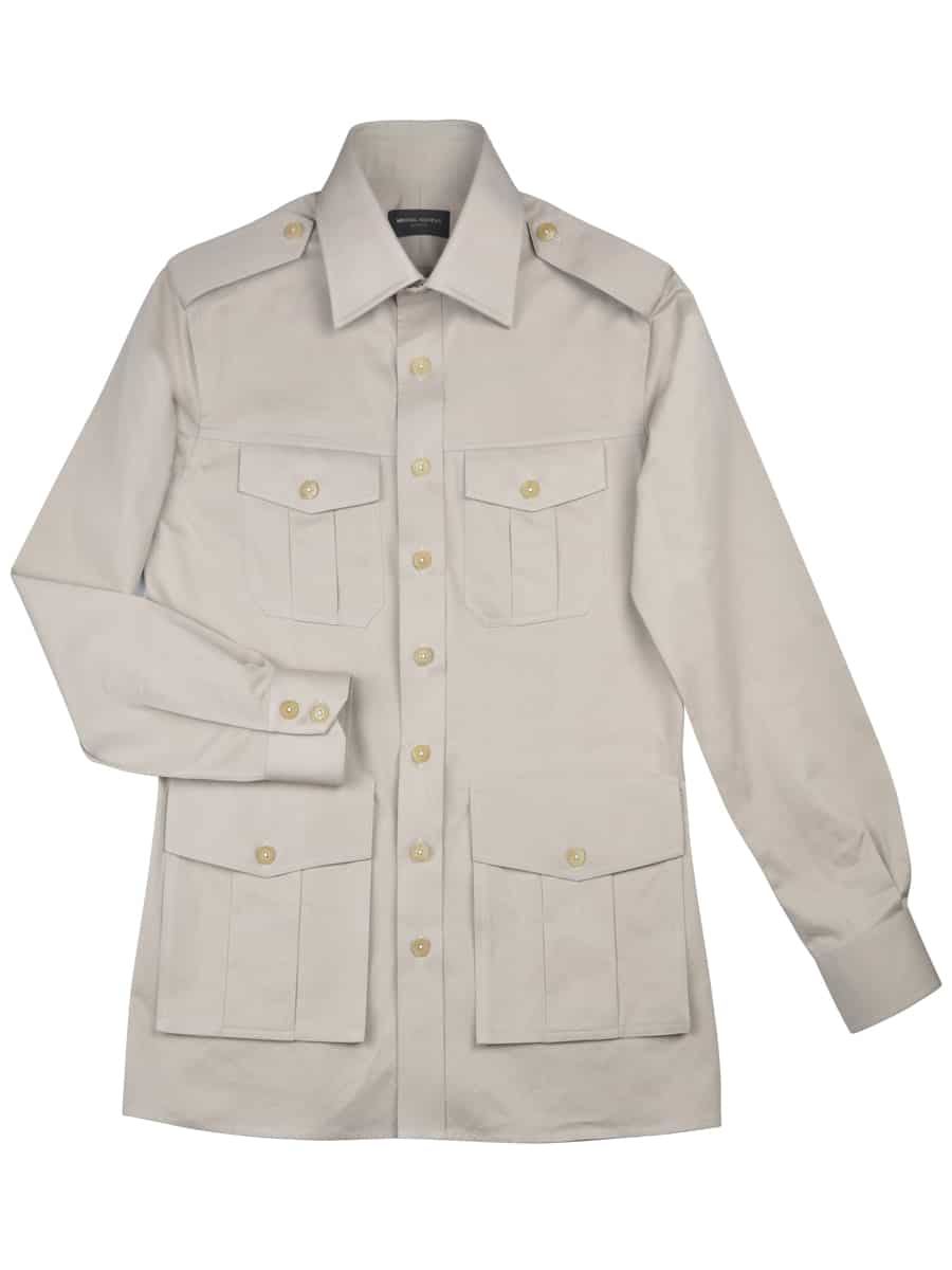 (product) Beige Cotton Safari Shirt, full view