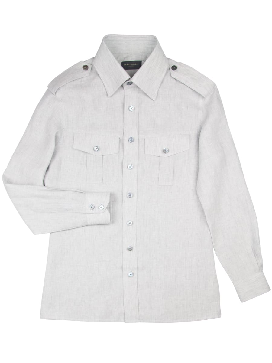 (product) Dove Grey Linen Field Shirt, full view