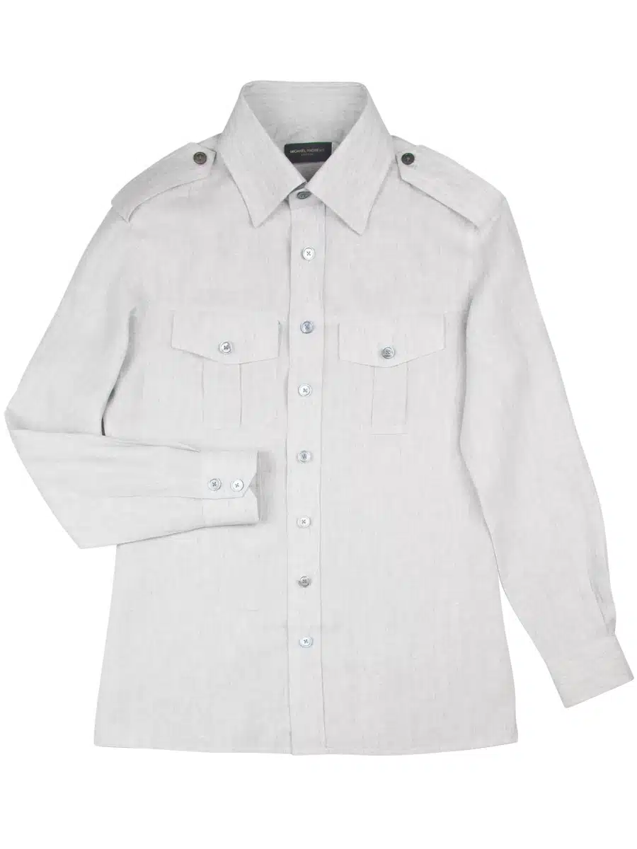 (product) Dove Grey Linen Field Shirt, full view