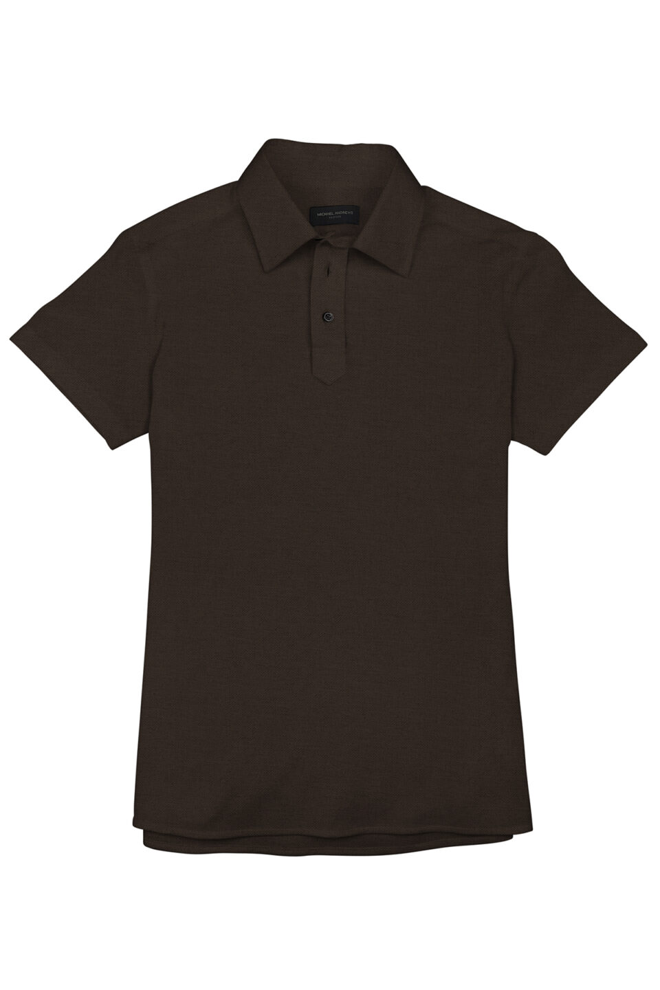 (product) Brown Pique Short Sleeve Polo Shirt, shown in a flat layout