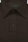 (product) Brown Pique Short Sleeve Polo Shirt, showcasing collar and button details