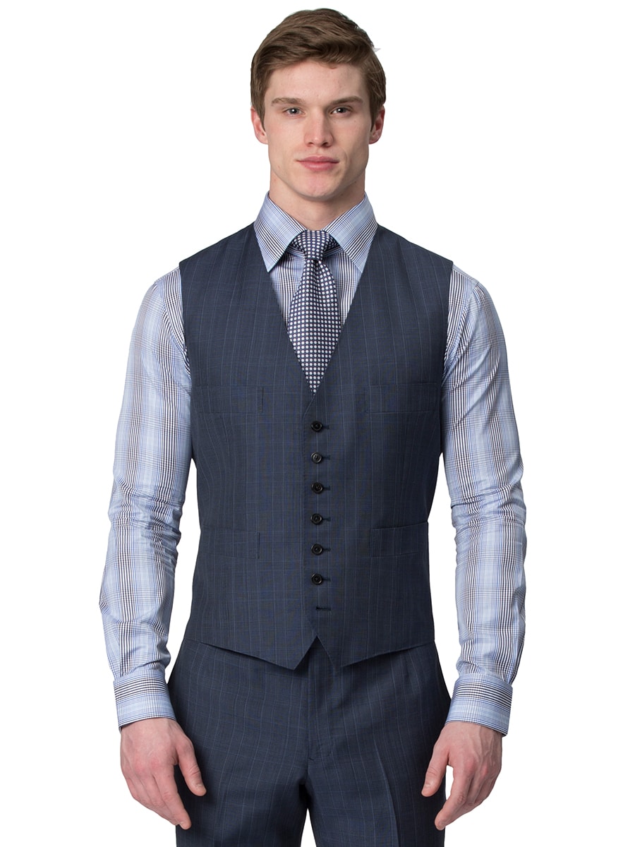 (product) Blue Melange Glen Check Vest
