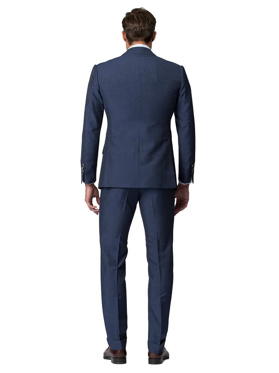 (product) Blue Narrow Stripe Bespoke Suit, back view