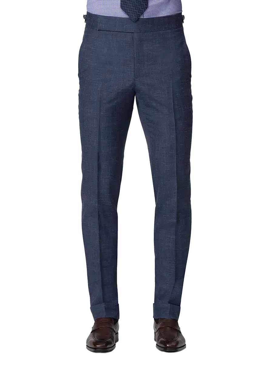 (product) Denim Chambray Bespoke Suit, pants detail