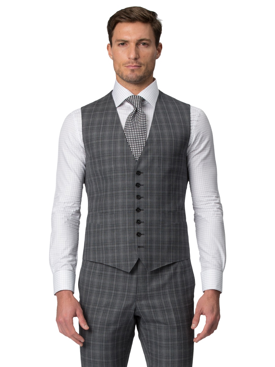 (product) Medium Grey Complex Windowpane Vest