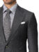 (product) Grey Macro Windowpane Bespoke Suit, lapel detail