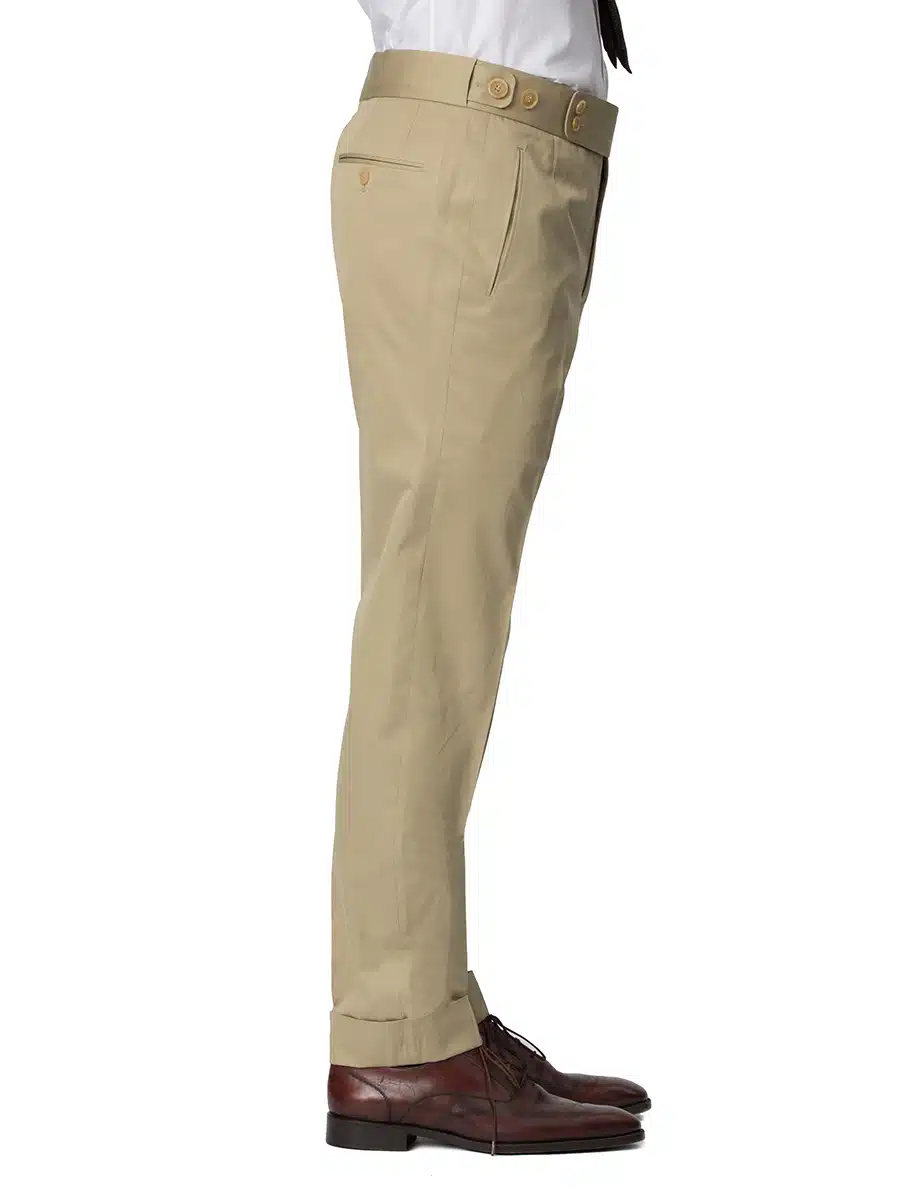 (product) Khaki Cotton Bespoke Trouser, side view