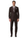(product) Dark Brown Linen Bespoke Suit, full front view