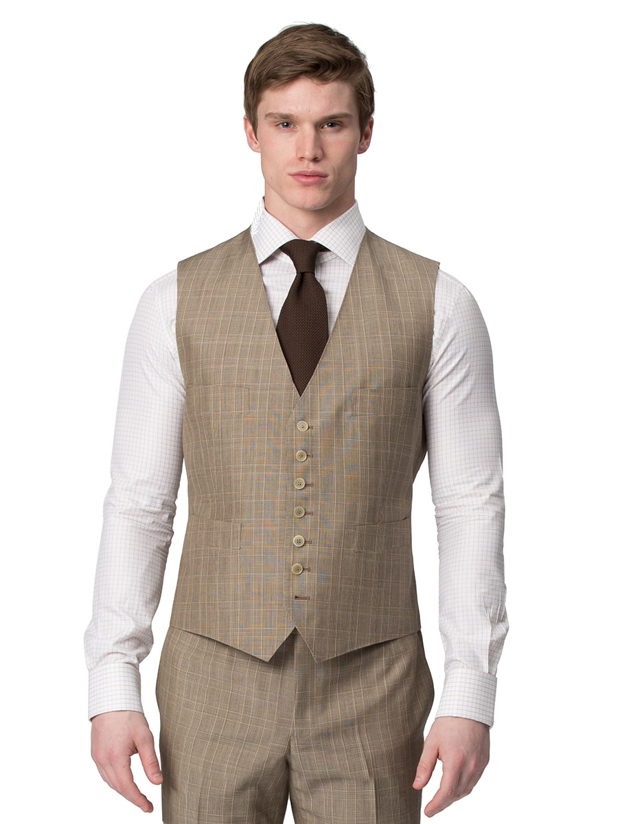 (product) Tobacco Melange Glen Check Vest