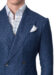 (product) Sky Blue Textured Herringbone Bespoke Sport Coat, lapel detail