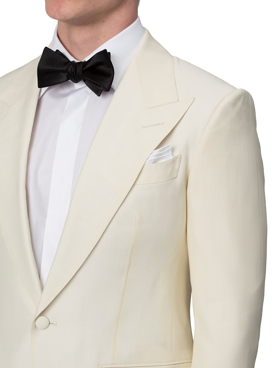 (product) Ivory Mohair & Silk Bespoke Dinner Jacket, lapel detail