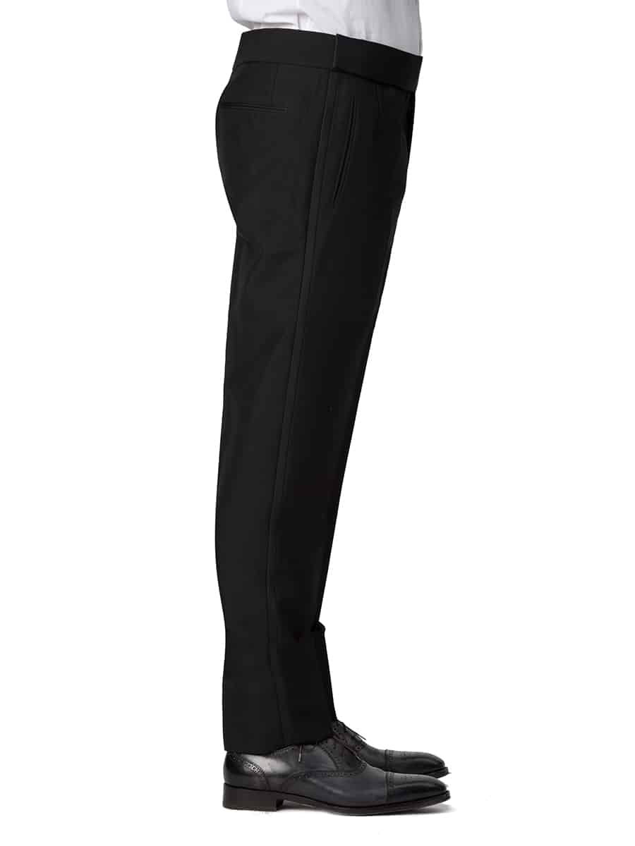 (product) Black Mohair Classic Bespoke Tuxedo Trouser, side view