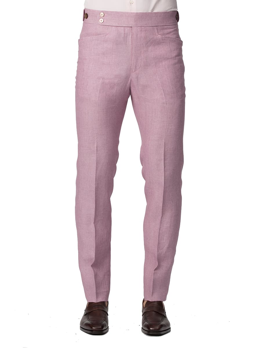 (product) Pale Pink Linen Bespoke Trouser