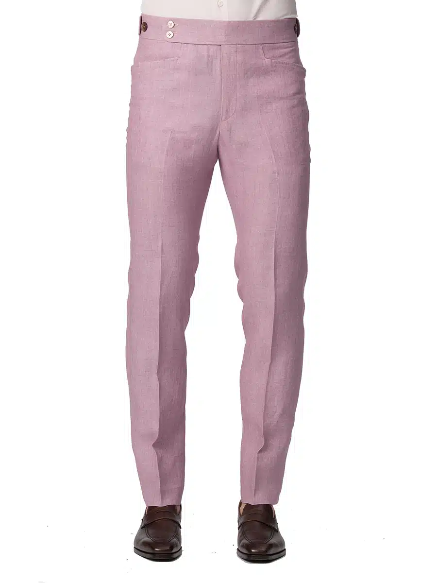 (product) Pale Pink Linen Bespoke Trouser