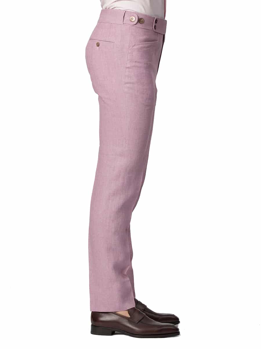 (product) Pale Pink Linen Bespoke Trouser, side view