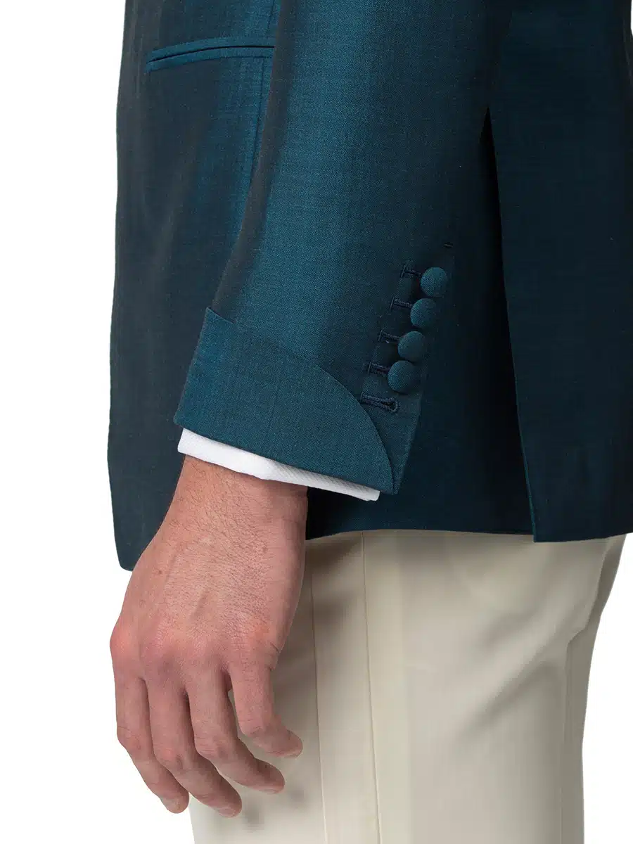 (product) Emerald Mohair & Silk Bespoke Dinner Jacket, cuff detail