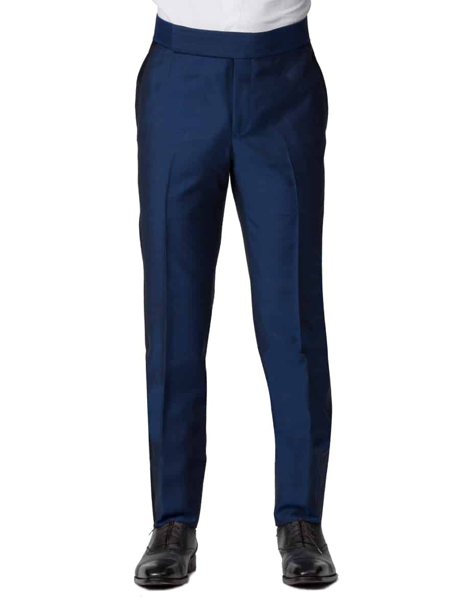 (product) French Blue Mohair & Silk Bespoke Formal Trouser, front view