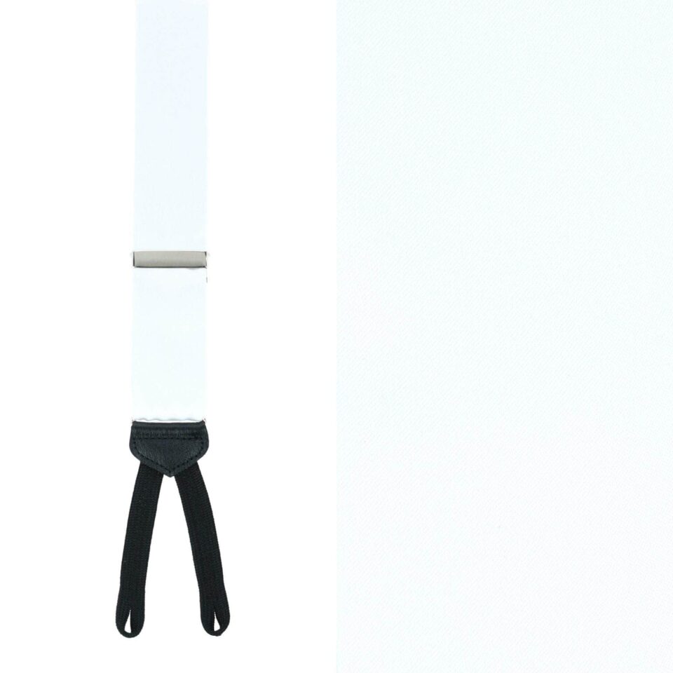 Trafalgar Sutton Formal White Silk Suspenders, Detailed view