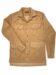 (product) Light Brown Stretch Corduroy Safari Shirt Jacket with buttoned chest and waist pockets, laid flat for display