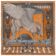(product) The Temple of Pegasus Citrus/Chalk Pocket Square, Laid flat showing full pattern
