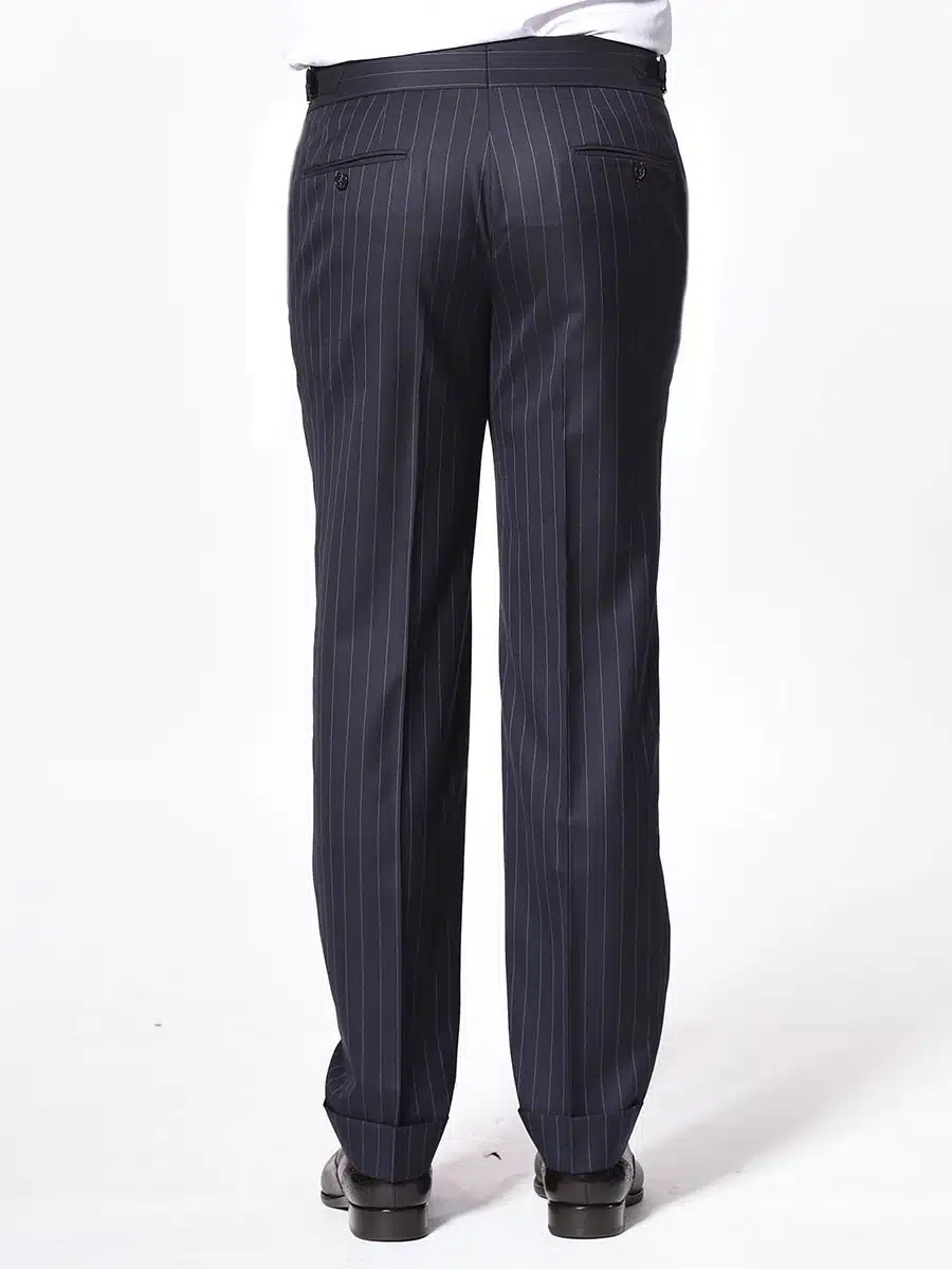 (product) Navy Stripe Suit Pants, back view