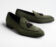 (product) Vomero Olive Suede Loafer, Angled pair view