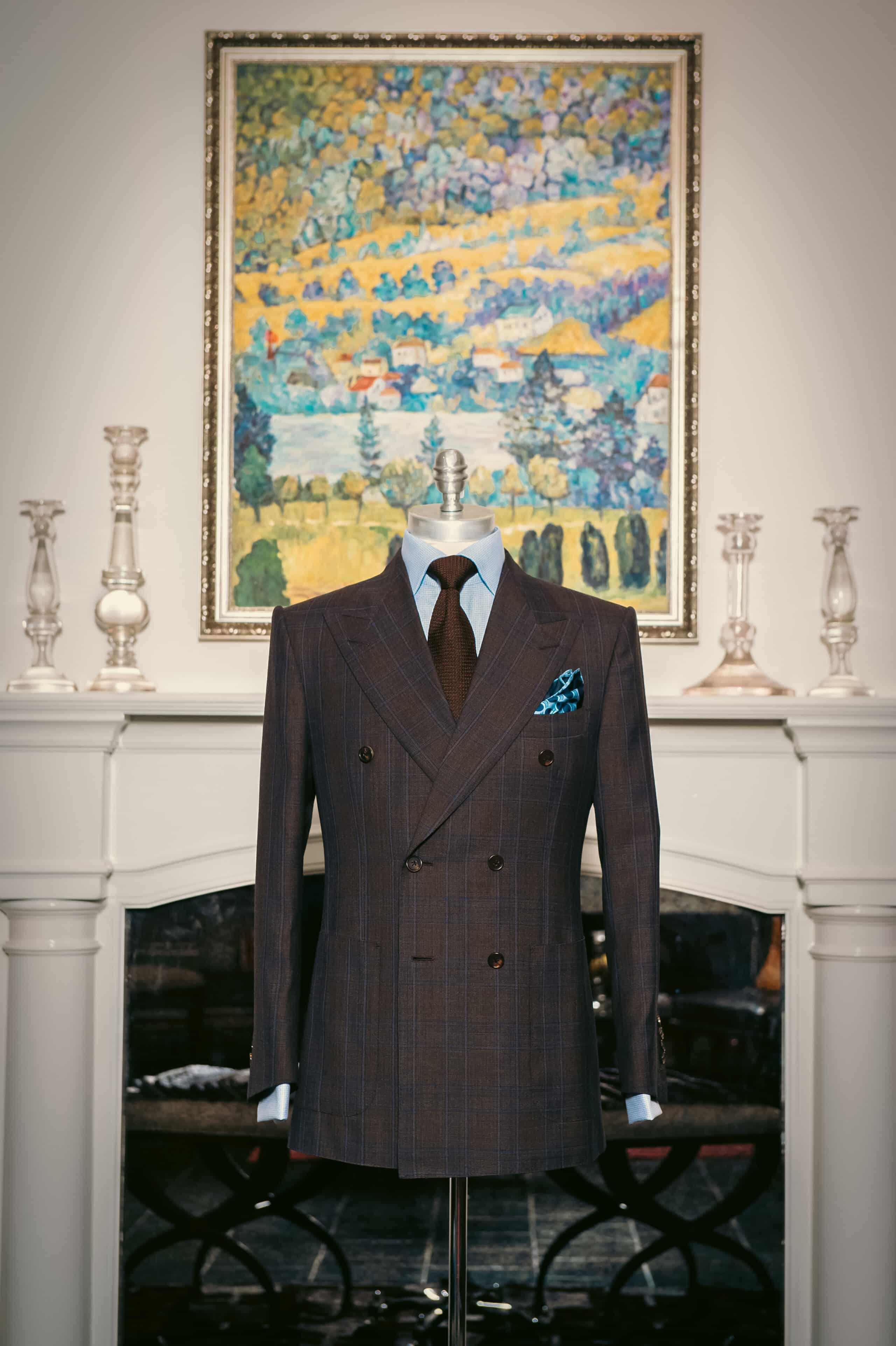 Charles Dean brown DB Suit in MA Apartment Michael Andrews Bespoke