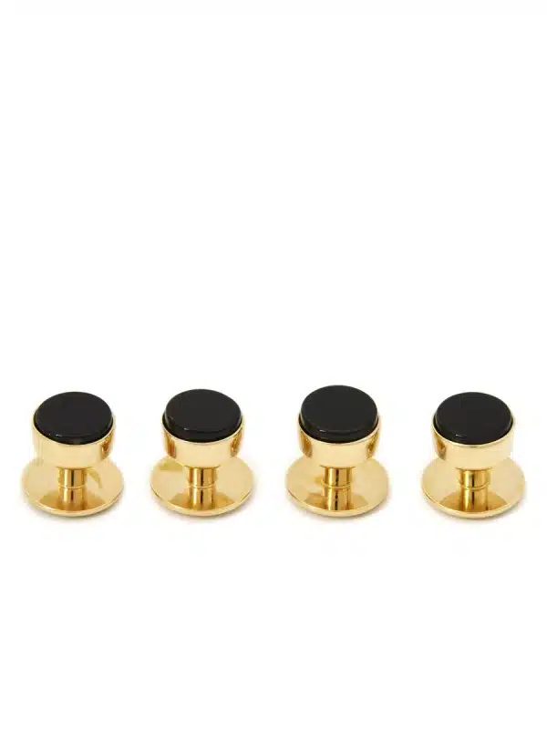 (product) Onyx Tuxedo Studs (Yellow Gold)