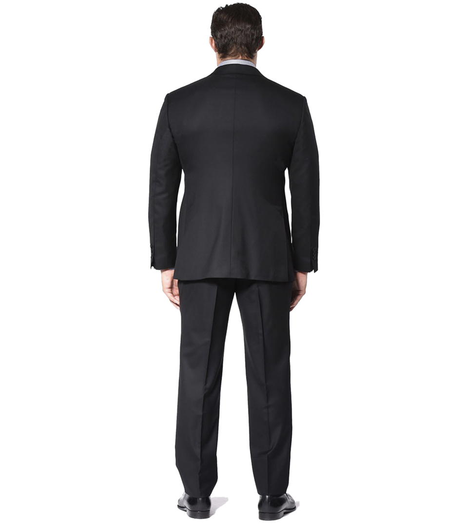 Black two-button Super 110's Bespoke Suit - Back view