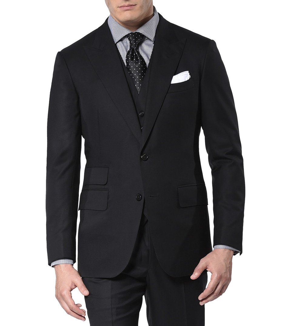 Black two-button Super 110's Bespoke Suit Jacket