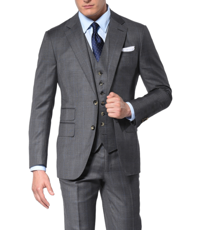Grey Glen Plaid Windowpane Classic Bespoke Suit