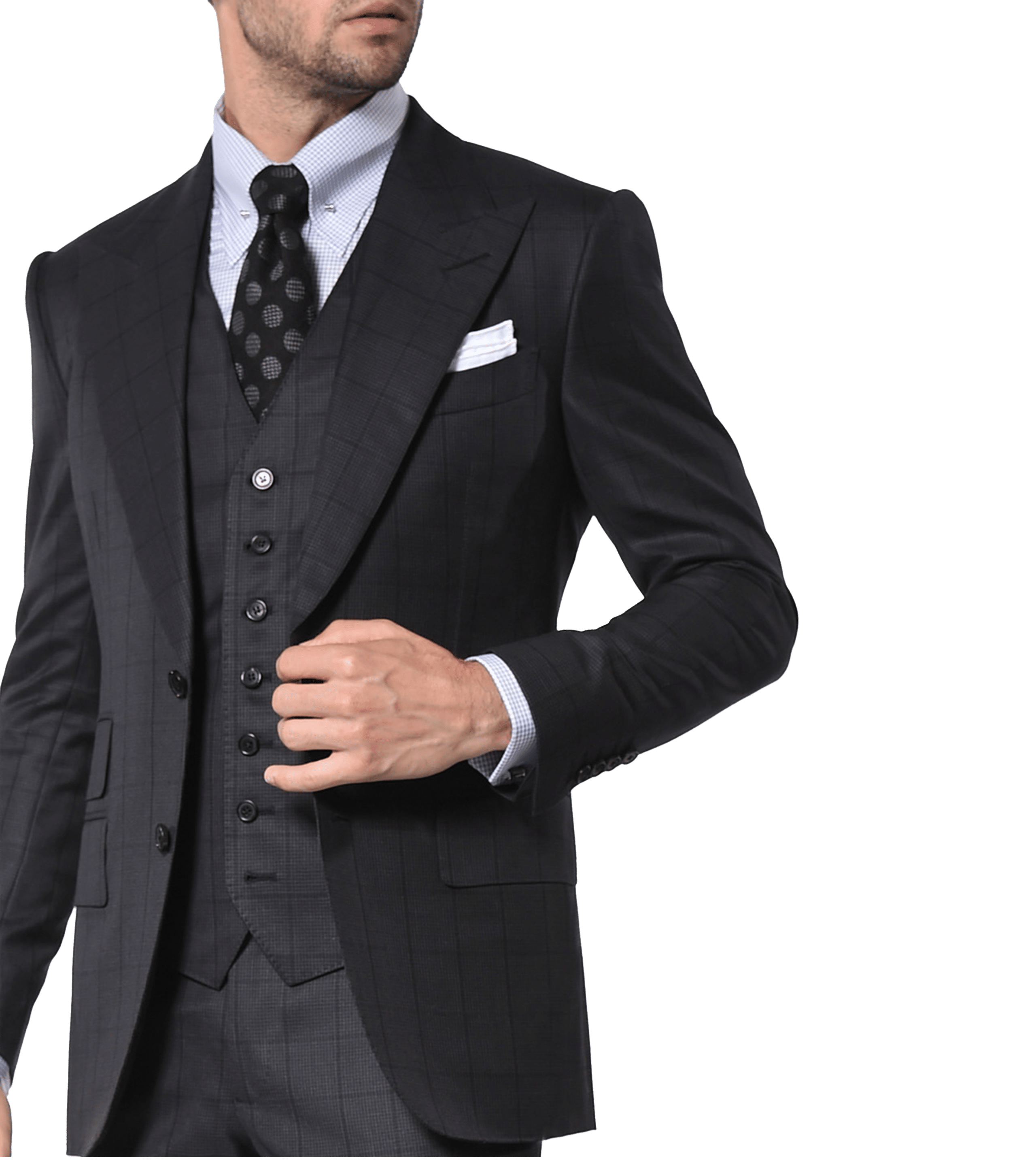 Charcoal Houndstooth Windowpane Bespoke Suit | Michael Andrews Charcoal Houndstooth Windowpane Bespoke Suit | Michael Andrews