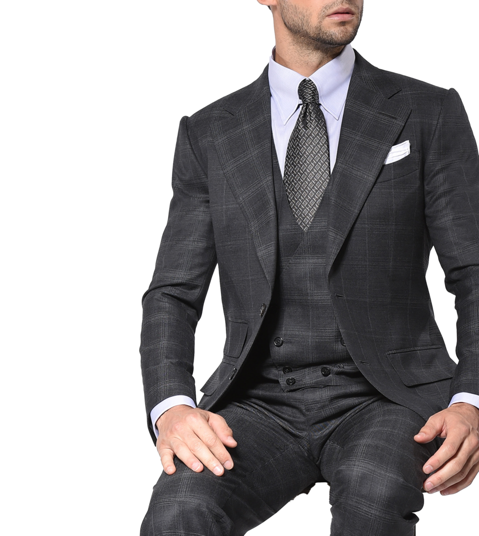 Charcoal Complex Windowpane Signature Bespoke Suit