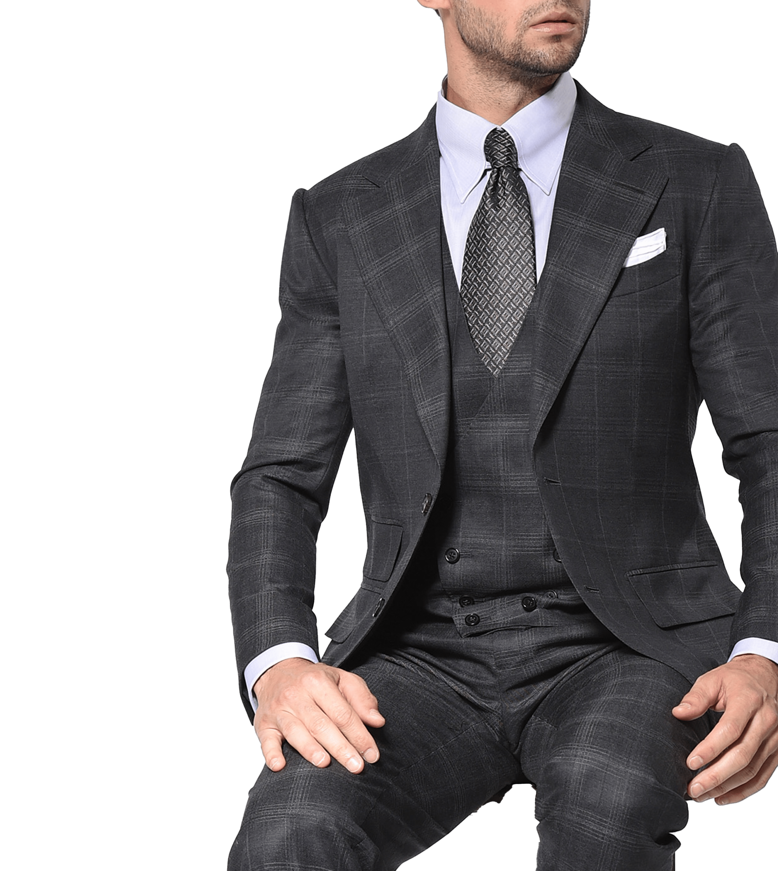 Charcoal Complex Windowpane Bespoke Suit | Michael Andrews Bespoke