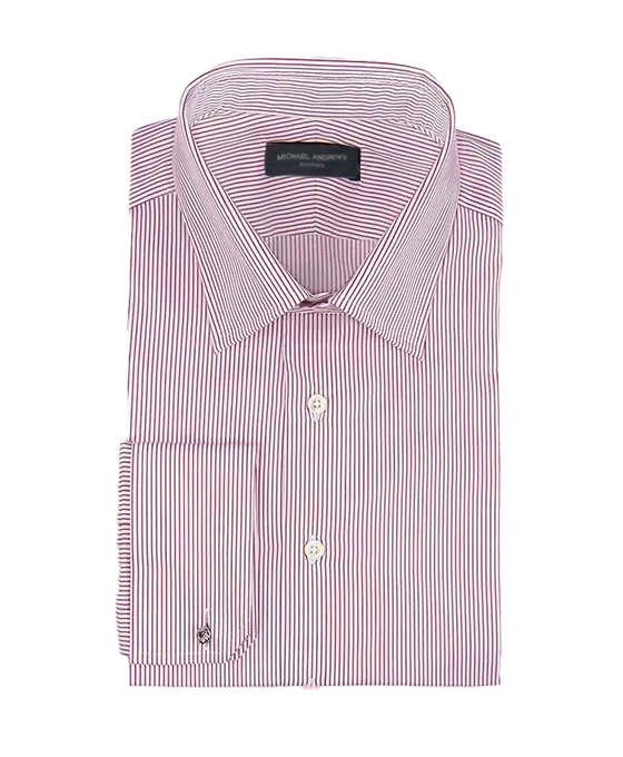 (product) Burgundy Thin Stripe Classic-Collar Shirt