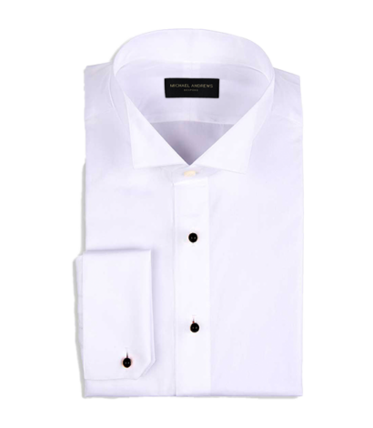 (product) White Poplin Stud Front, Tuxedo-Collar Formal Shirt