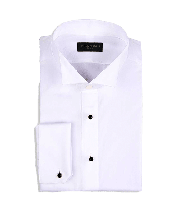 (product) White Poplin Stud Front, Tuxedo-Collar Formal Shirt