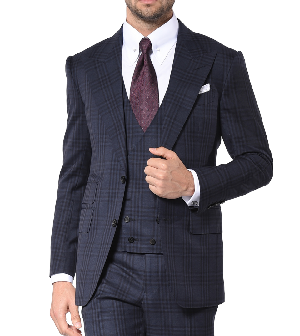 Navy Macro-plaid Signature Bespoke Suit