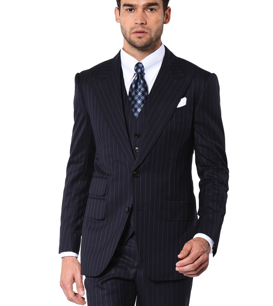Navy Twill Stripe Signature Bespoke Suit