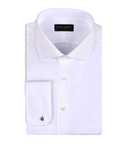 (product) White Poplin, Spread-Collar Shirt