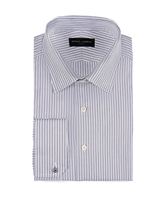 (product) Ice Grey Twill Complex Stripe, Classic-Collar Shirt