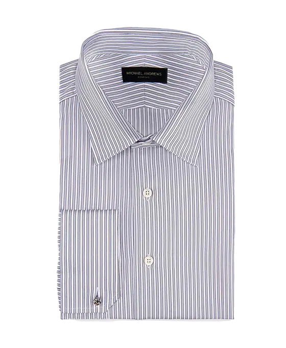 (product) Ice Grey Twill Complex Stripe, Classic-Collar Shirt