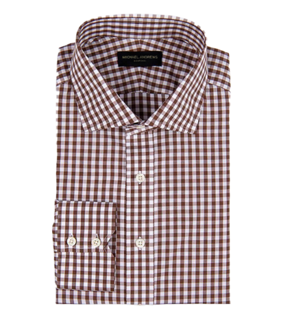 (product) Brown Gingham, Spread-Collar Shirt