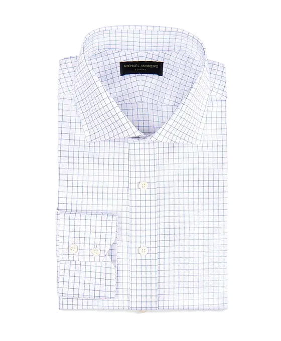 (product) Sky Blue Royal Oxford Check, Spread-Collar Shirt