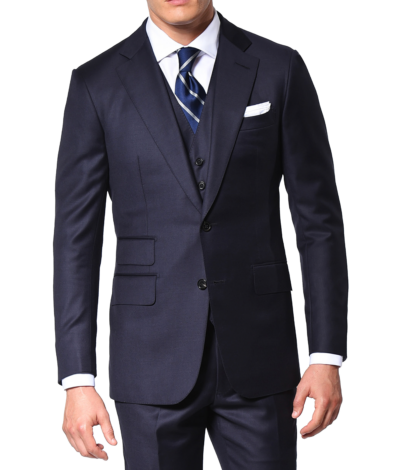 Navy blue solid Super 110's two-button bespoke suit