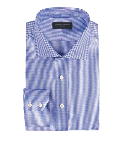 (product) Periwinkle Twill Houndstooth, Spread-Collar Shirt